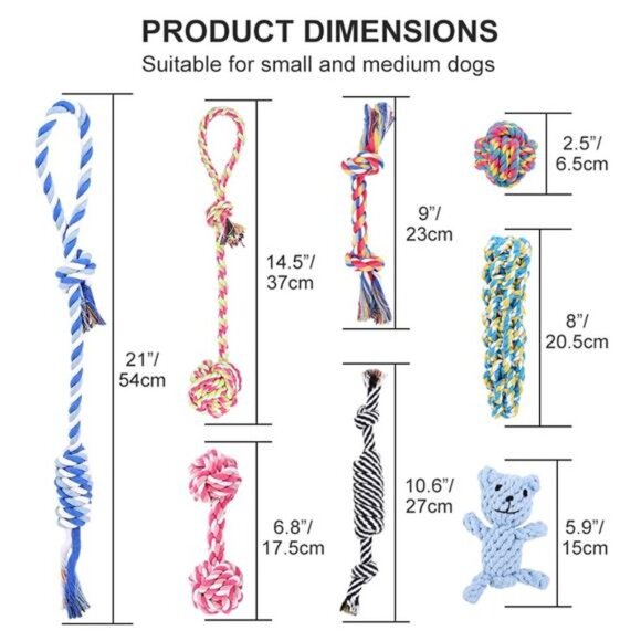 Pet Dog Chew Toys for Chewers, 8 pack Interactive Washable - Picture 2 of 5